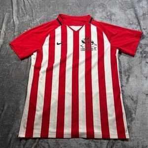 Nike Dri-FIT Los Millo FC Soccer Jersey Red White Striped Mens Large